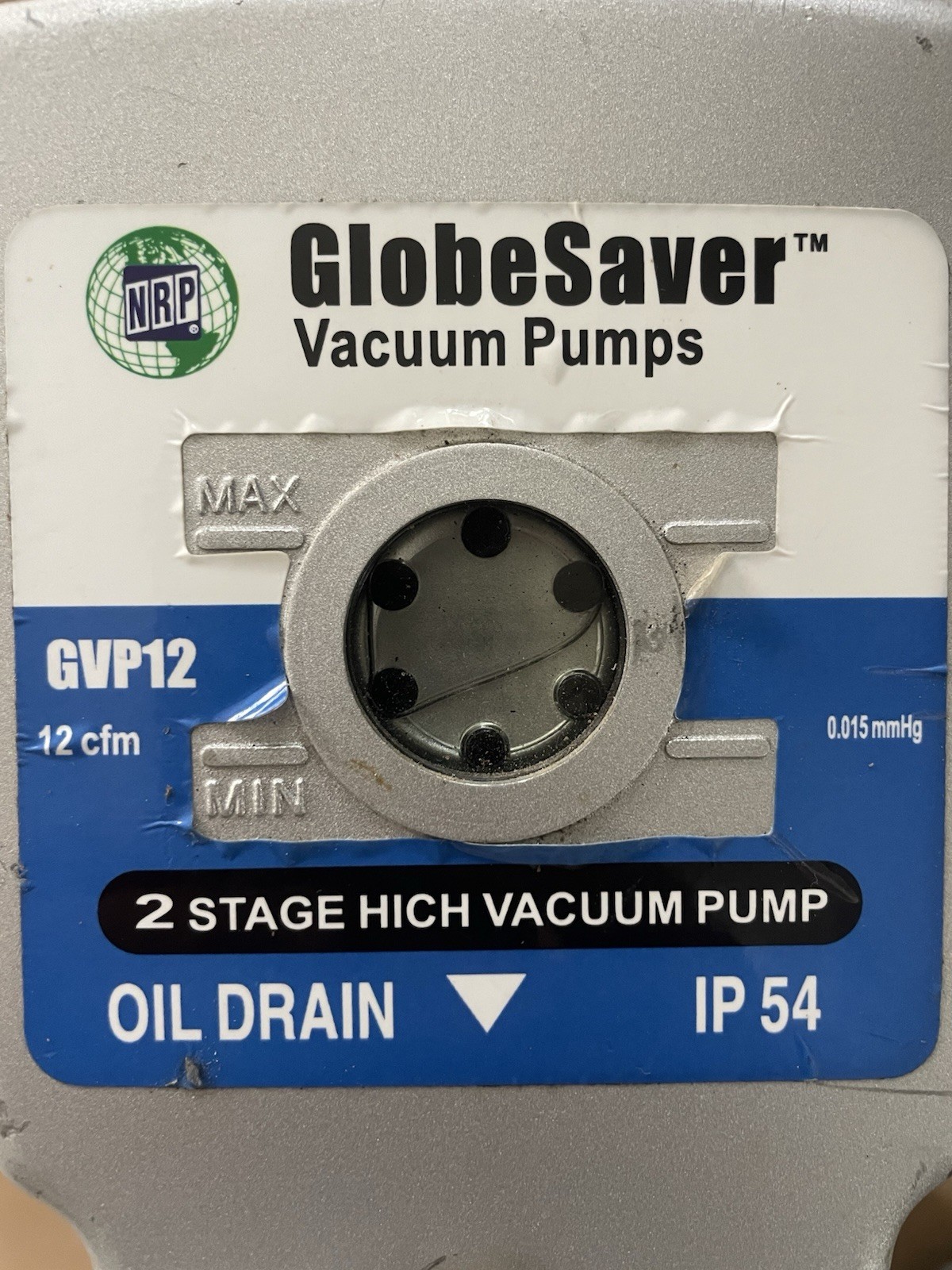 GVP12 GlobeSaver High Vacuum Pump 2 Stage IP 54 With Cord