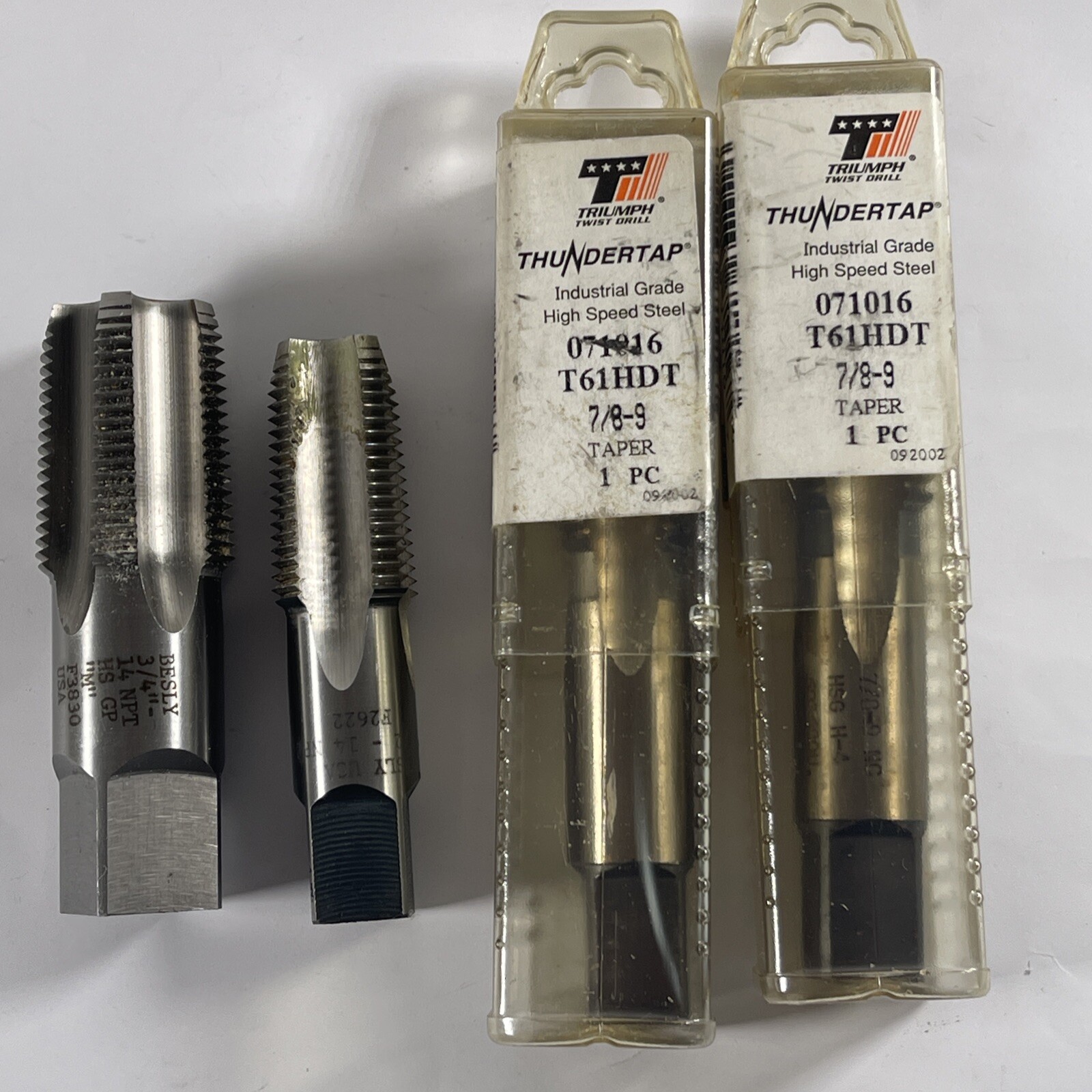 Lot of 4 Besly & Thundertap Assorted Large Taps 2x 7/8″ taper, 3/4″, 1/2″ READ