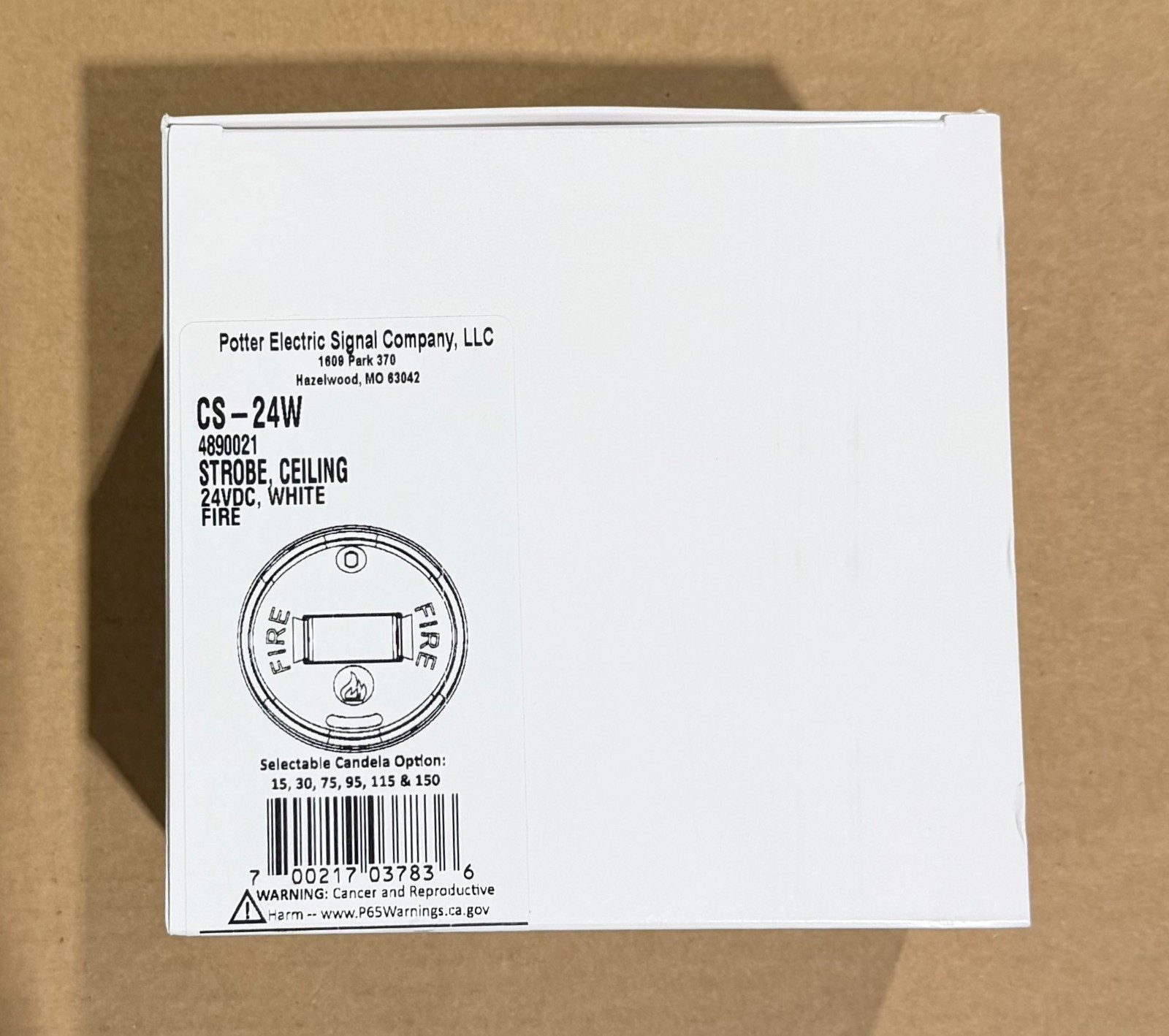 Potter CS-24W #4890021 White Ceiling Strobe 24VDC, New In Box (39 available)