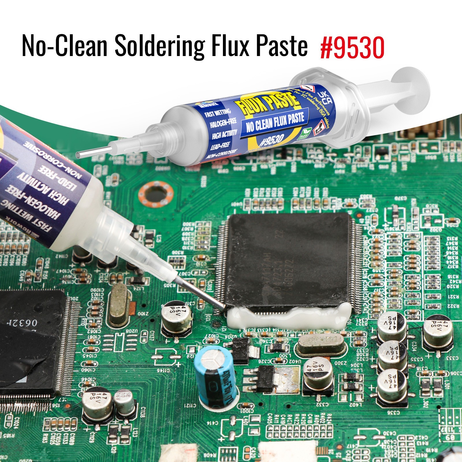 BEEYUIHF 10mL No Clean Soldering Flux Paste with 10ft Desoldering Wick Braid