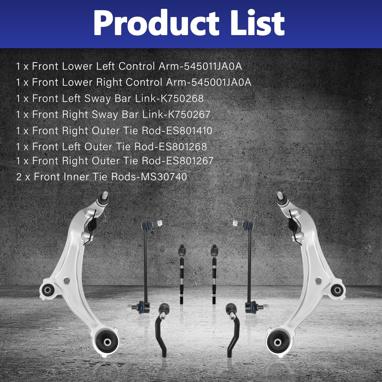 8pcs Front Lower Control Arm w/Ball Joint For 2011-2017 Quest 545001JA0A