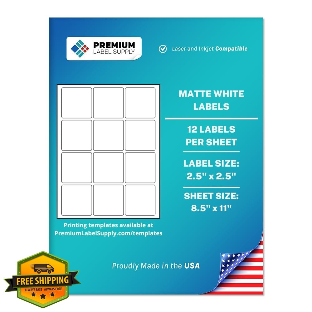 Premium Label Supply White Sticker Square Labels – 2.5″ x 2.5″ – Laser/Inkjet…