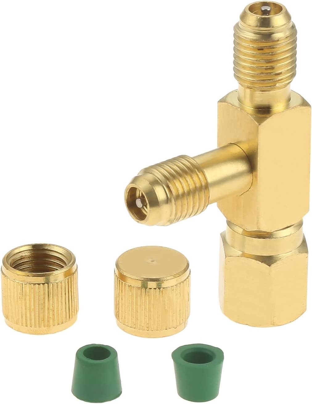 Aupoko Quick Coupler Access Tee, 1/4» Valves Core Tee Adapter 1/4 inch, Gold