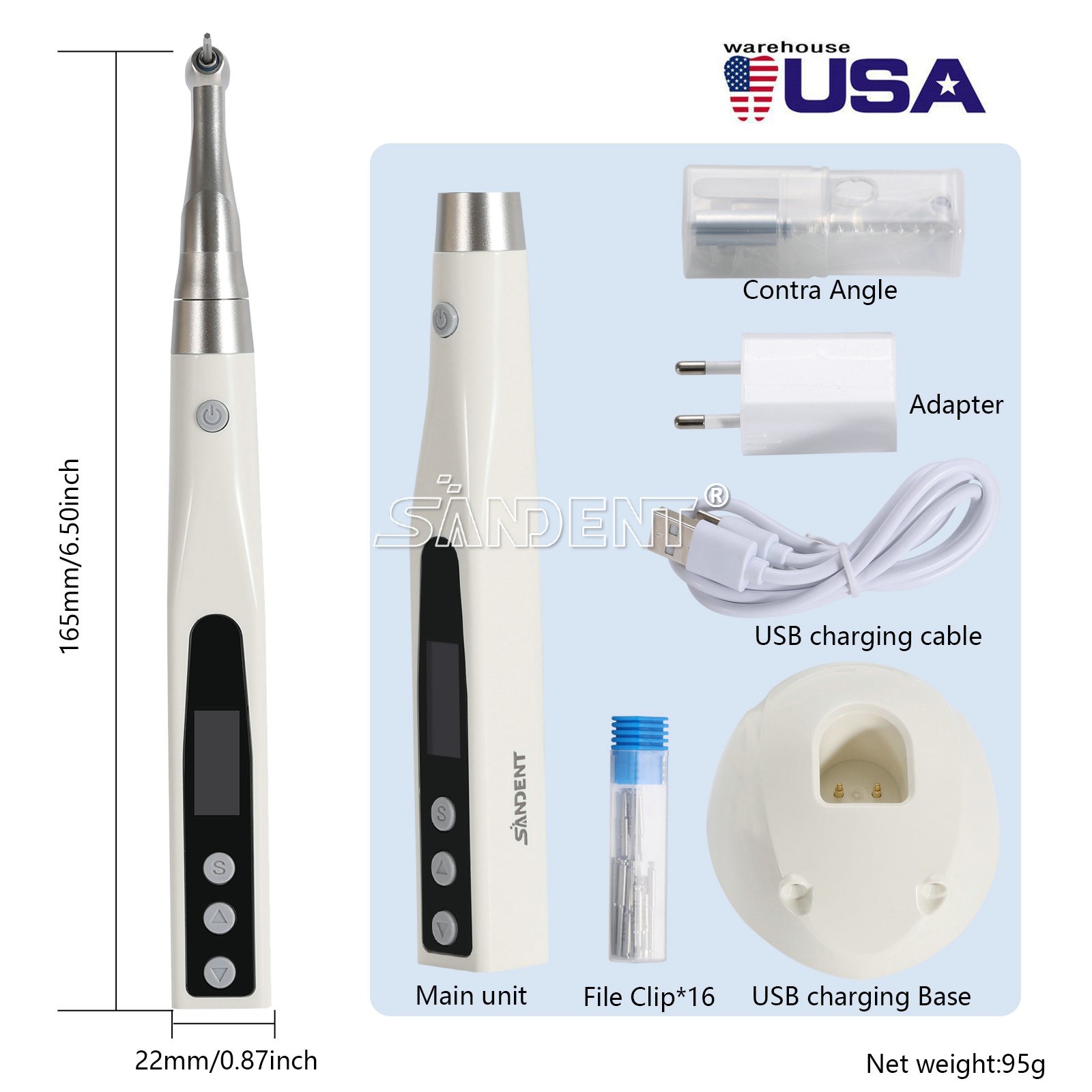 Dental Electric Torque Wrench Tip 360° Cordless Endodontic Implant Handpiece US