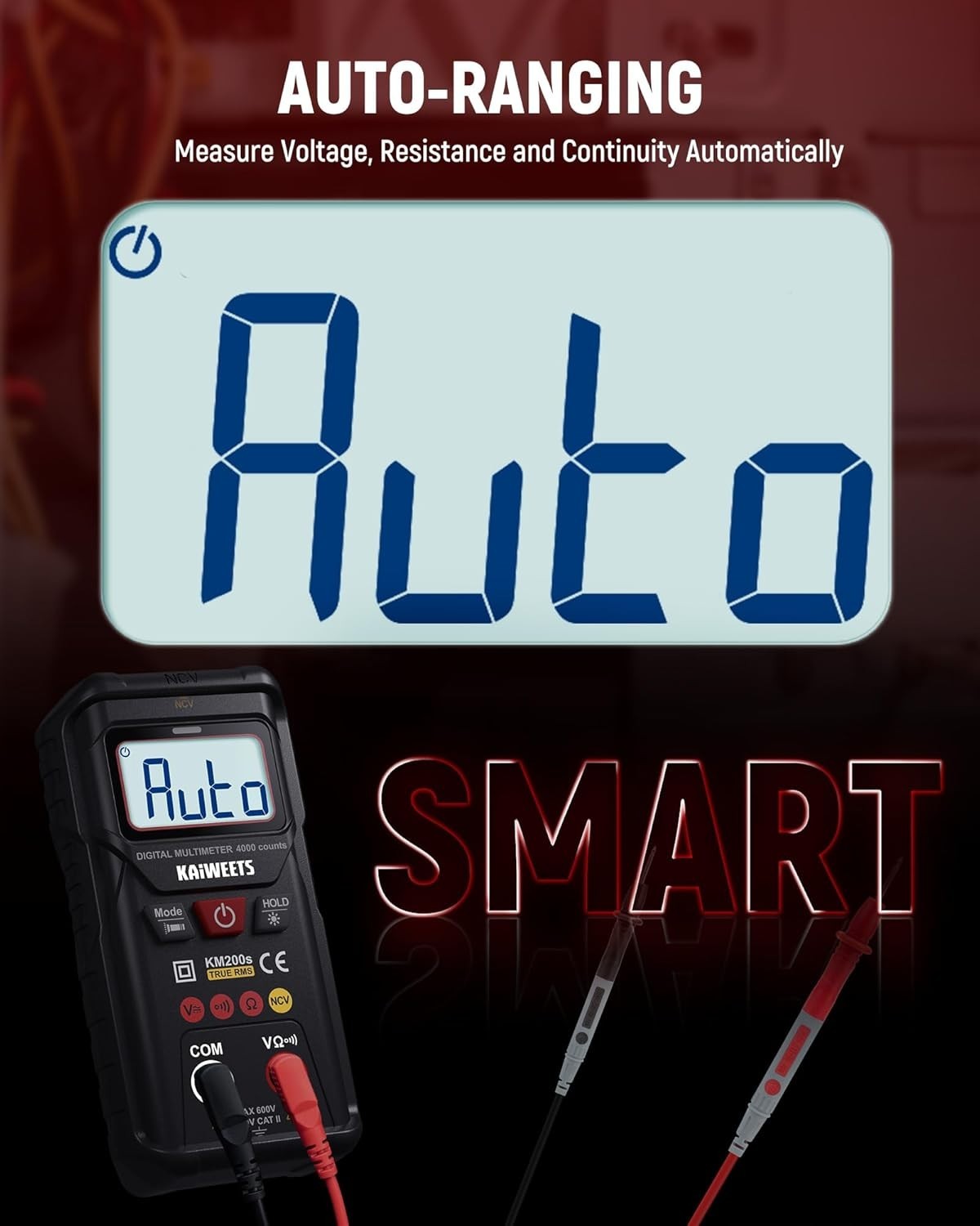 KM200S True RMS Digital Multimeter Auto Ranging NCV AC DC Voltage Tester