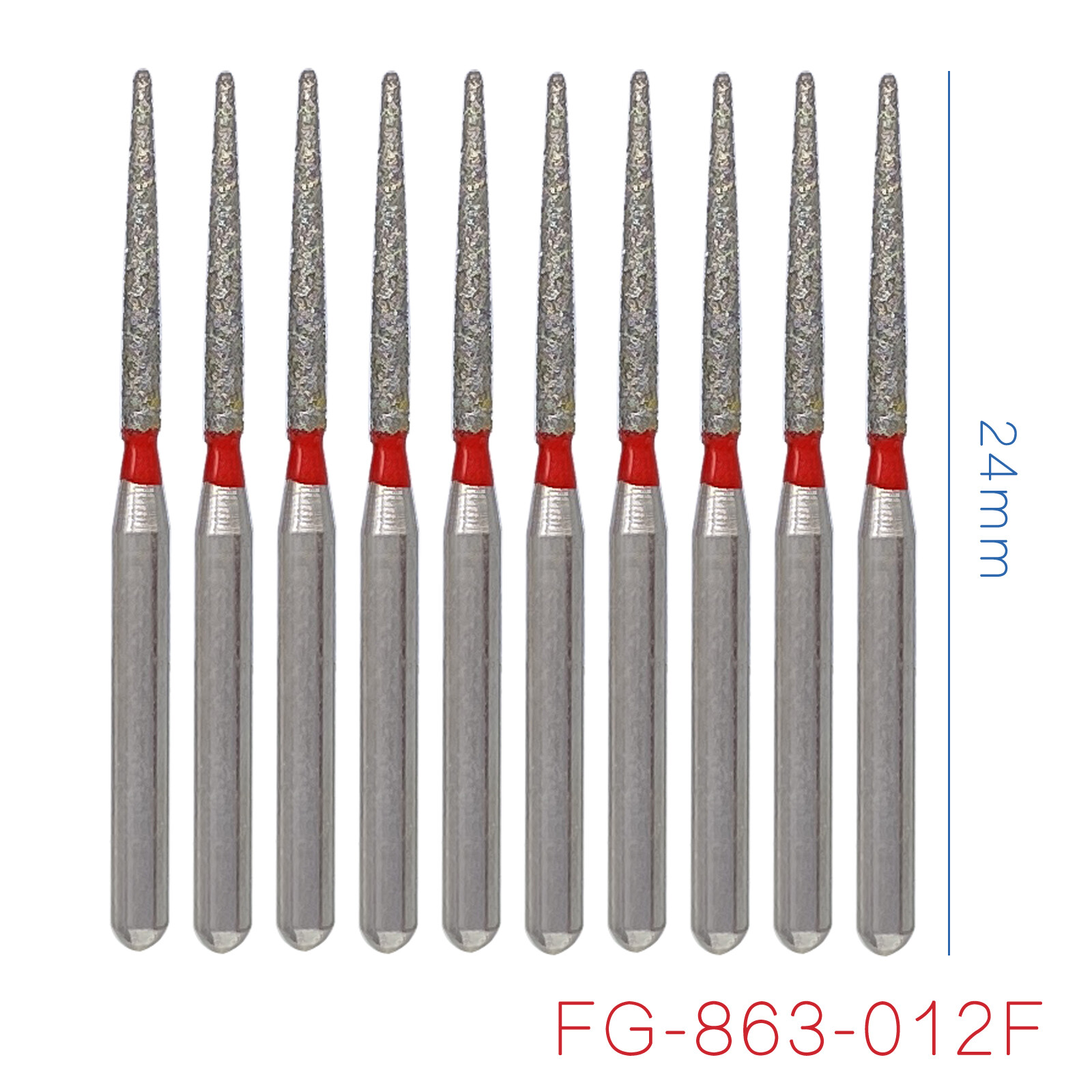 Dental Diamond Burs FG Flame Diamond Bur Fine Grit Red 863/012F High Speed