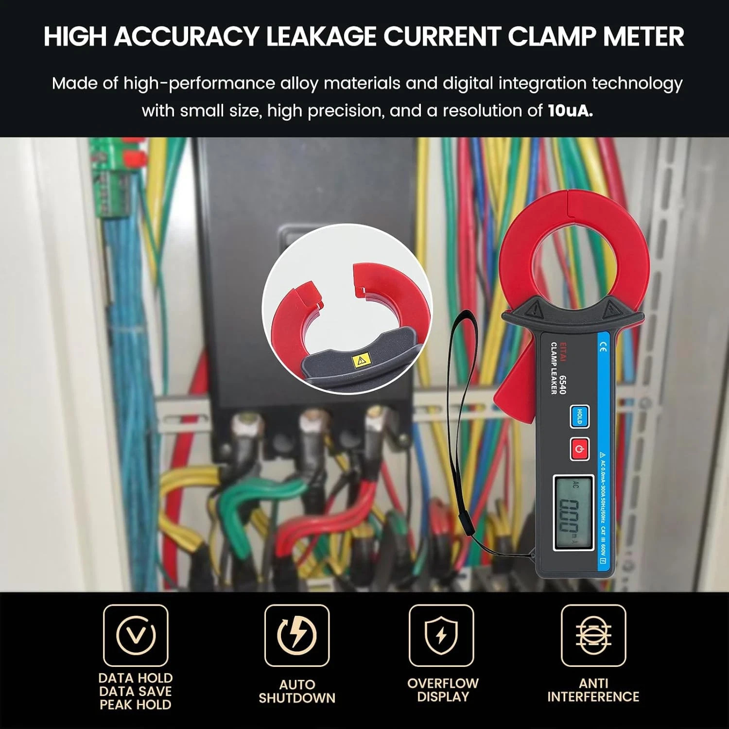High Precision 6540 Low Current Clamp Meter, 10µA Resolution, 300A Max