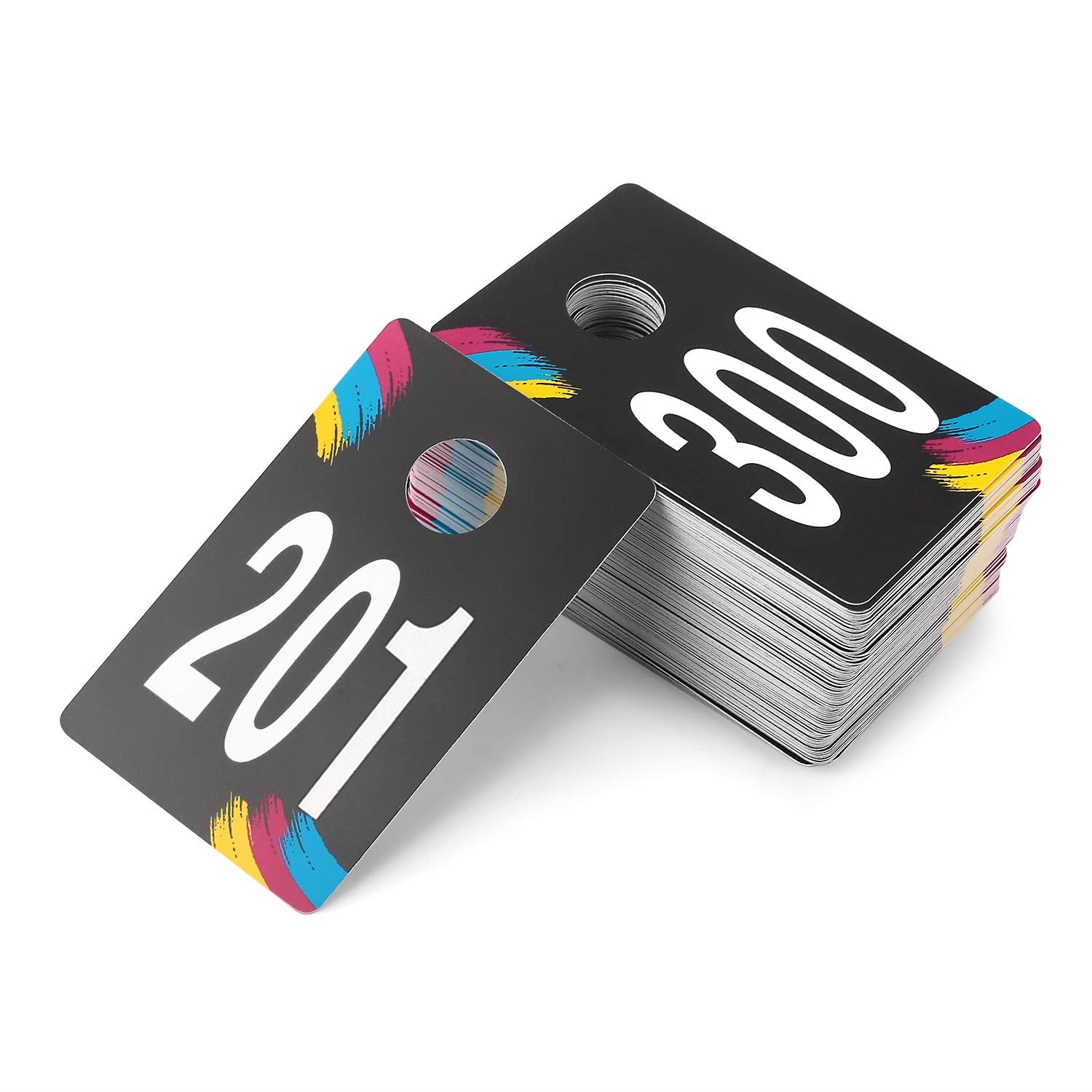 SUKIRA Plastic Number Tags, 100 Reusable Tags (201-300), 201-300, Clear