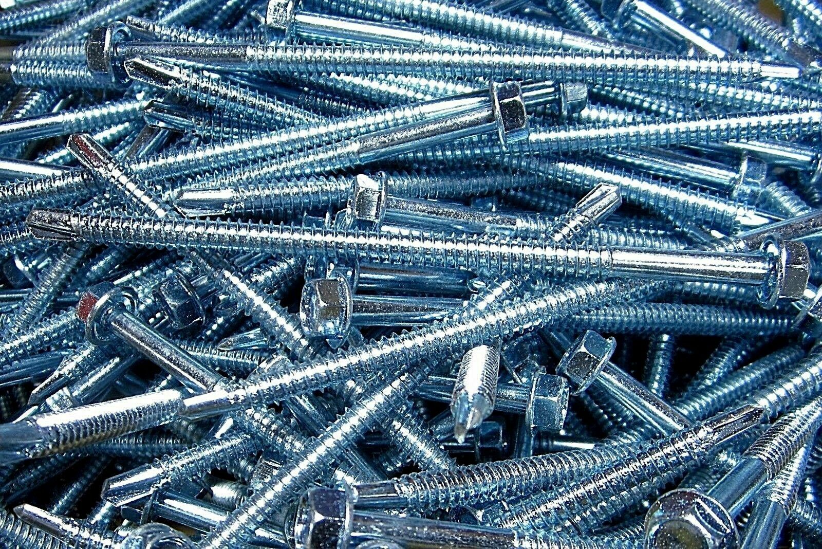 100 – 1/4″ X 5″ Hex Washer Head Self Drilling Screw Tek #3 Point Zinc IHW #14