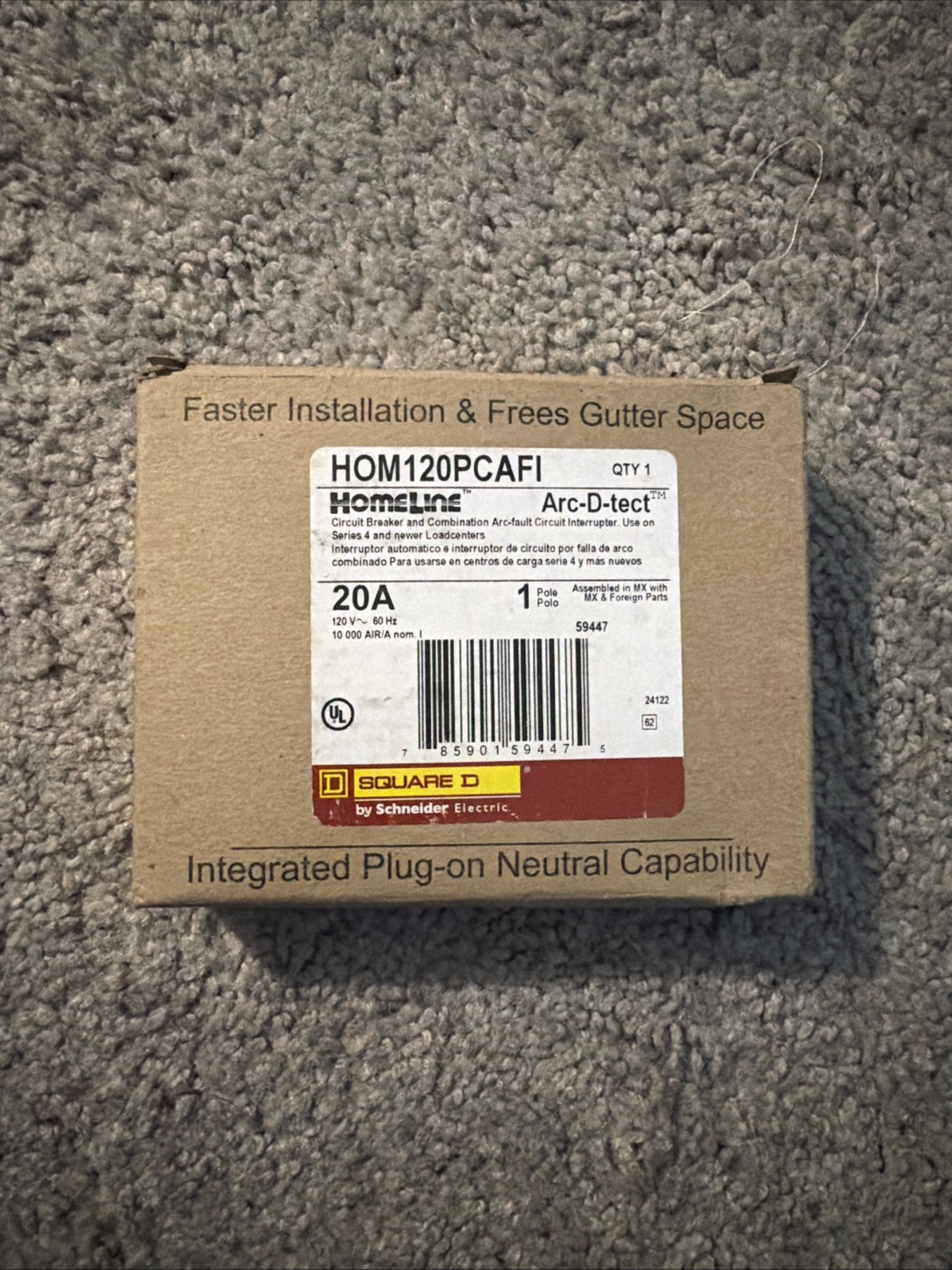 Square D Homeline 1 Pole 20A 120VAC Mini Circuit Breaker – HOM120PCAFI