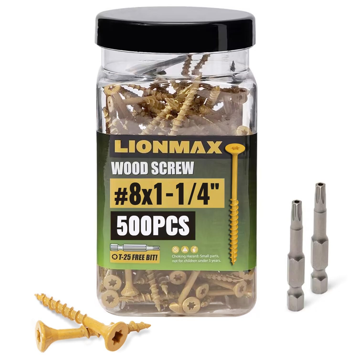 Deck Screws 1-1/4 Inch, Wood Screws #8 x 1-1/4″, 500 PCS, Rust Resistant, Exteri