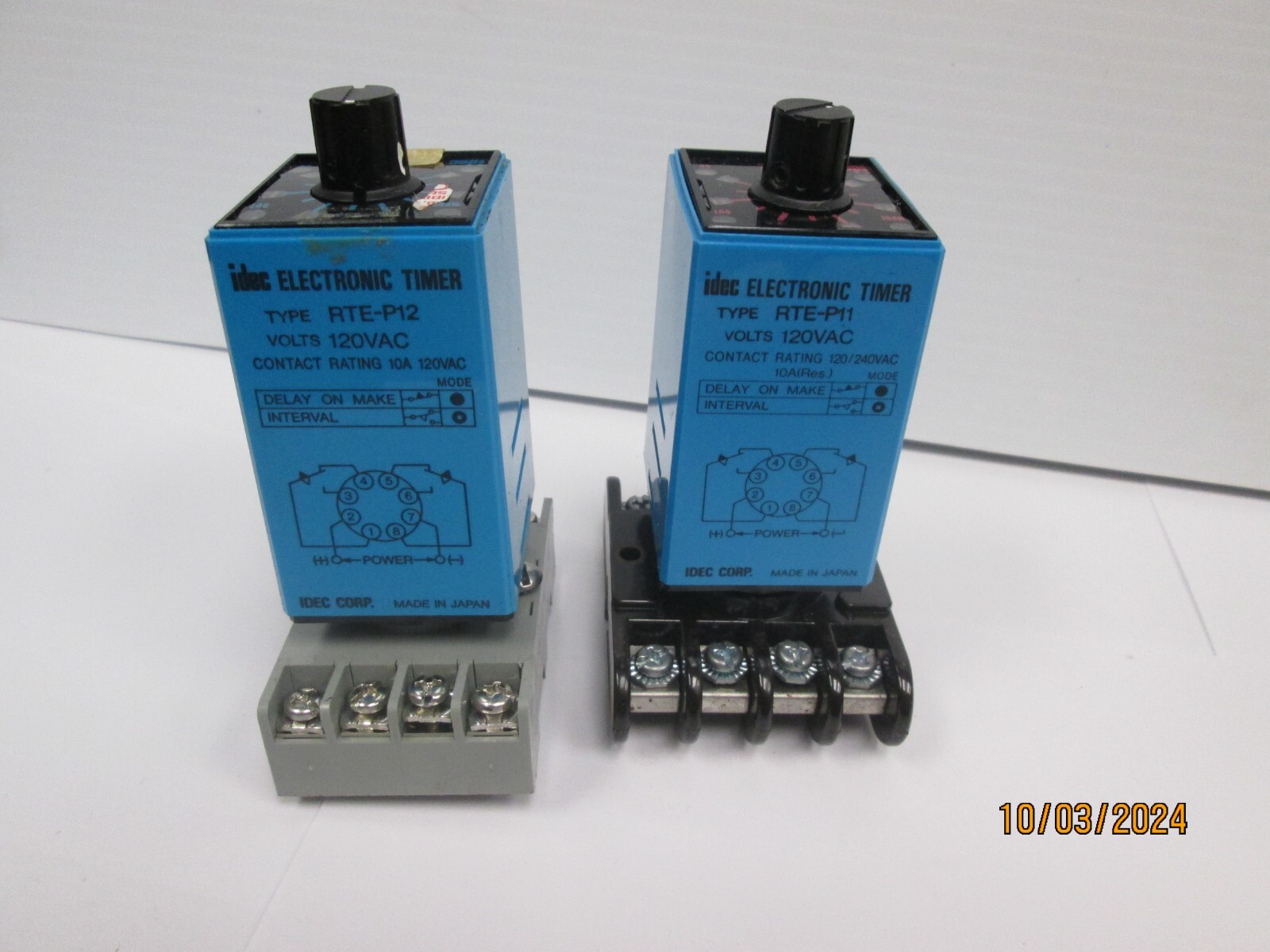 IDEC CORP RTE-P11 & RTE-P12 ELECTRONIC TIMERS