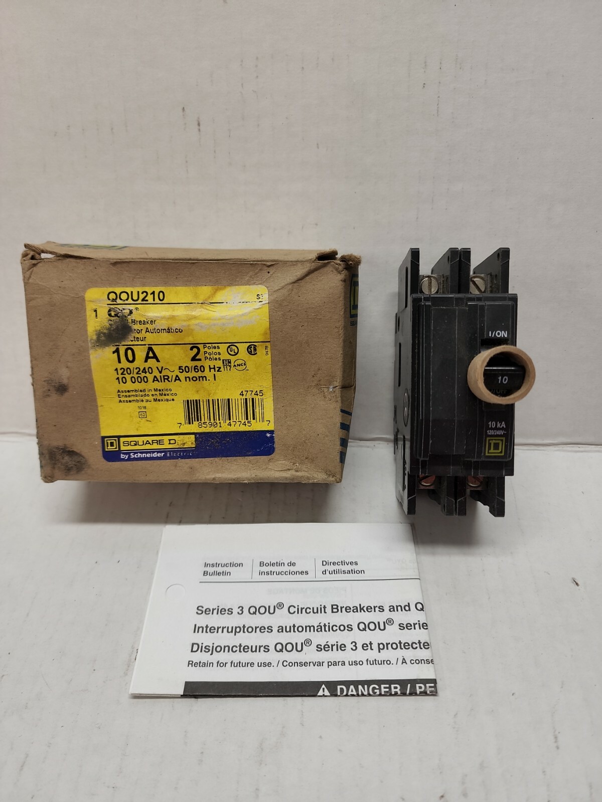 Square D QO 10AMP 2 POLE CIRCUIT BREAKER QOU210 120/240VOLT