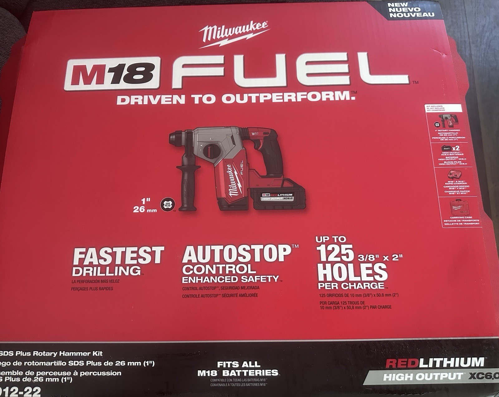 MILWAUKEE 2912-22 M18 FUEL™ 1″ SDS PLUS ROTARY HAMMER KIT