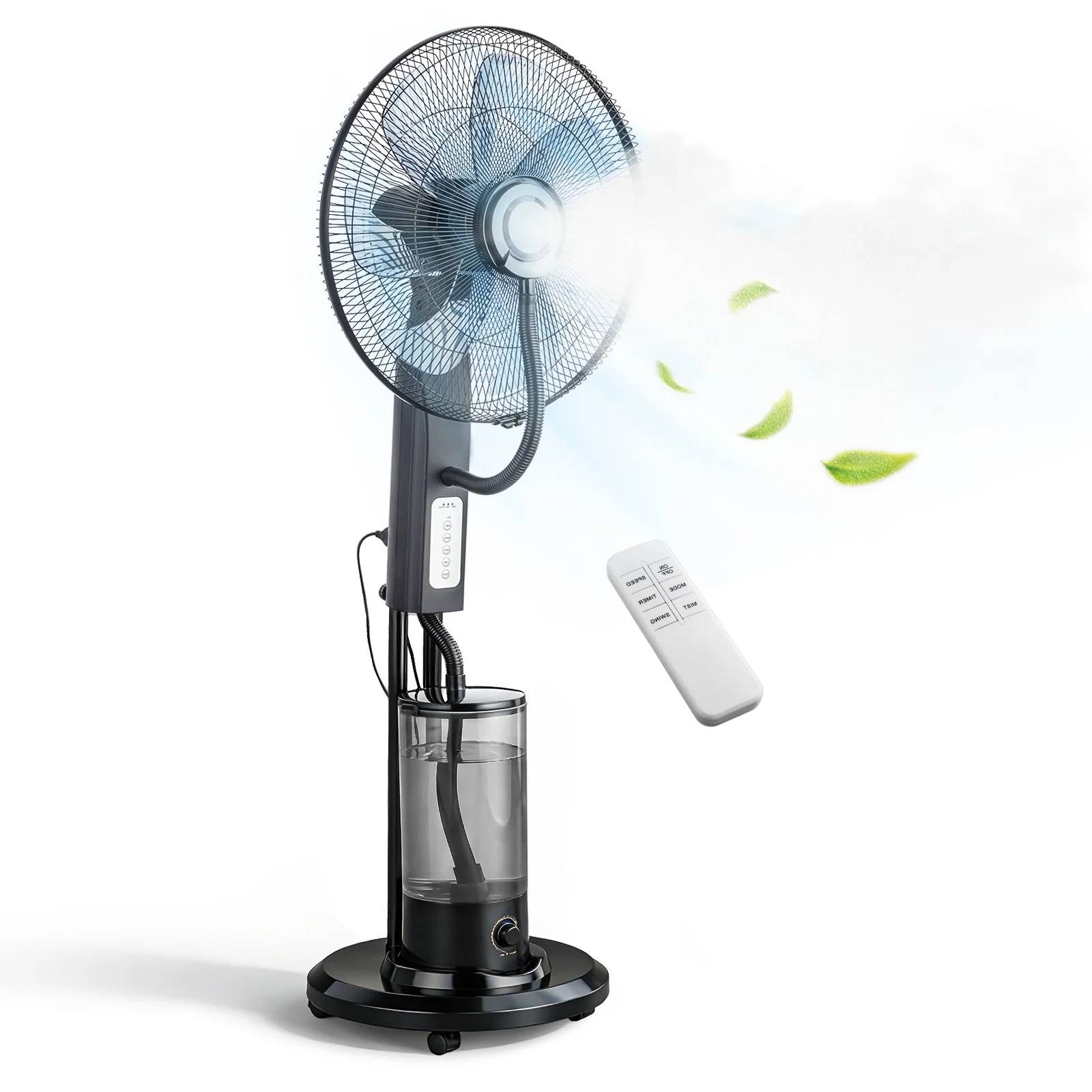 18″ Pedestal Misting Fan, Mister Cooling Fan, Misting Floor Standing Fan +Remote