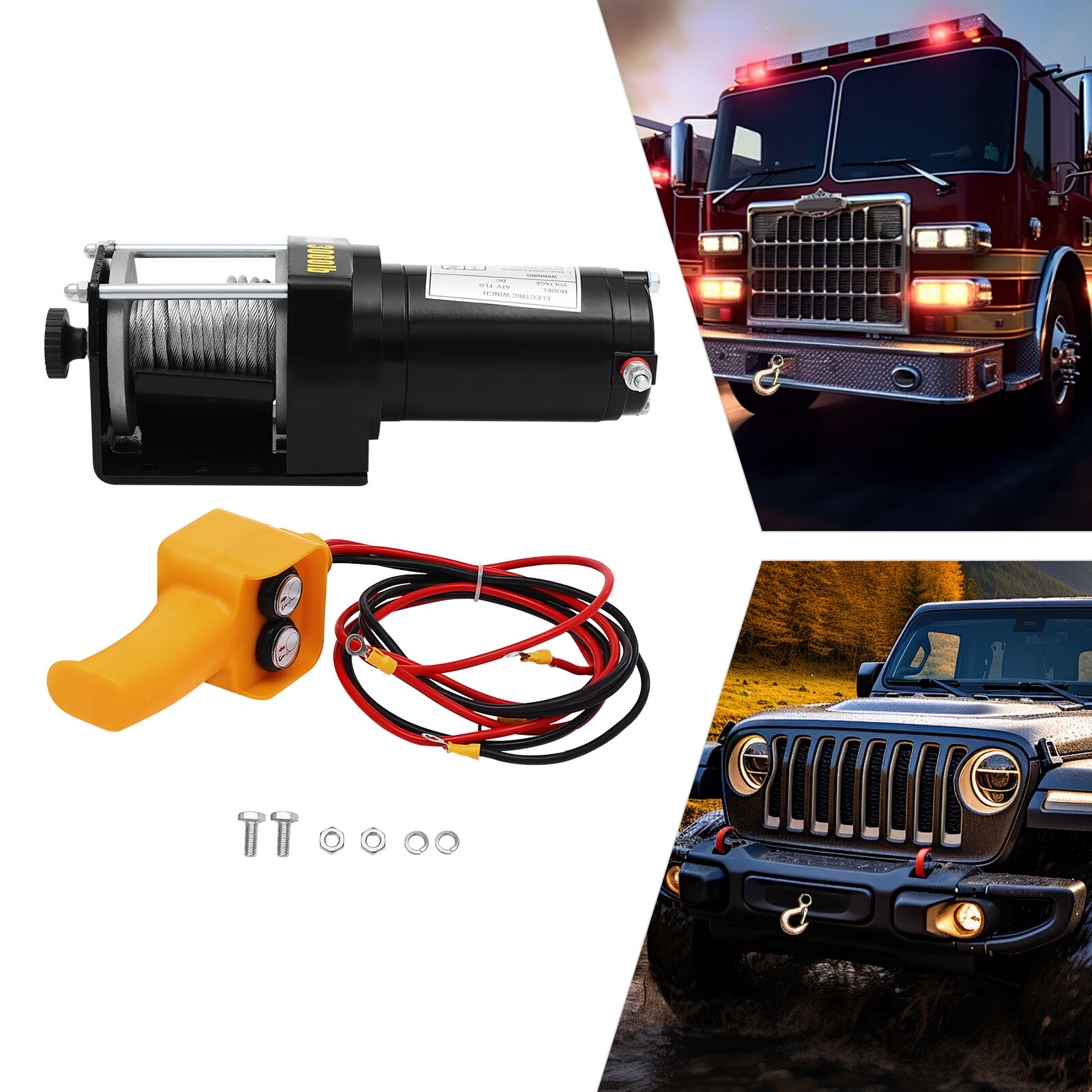DC12V Electric Winch,3000 lbs Electric Winch Kit,Electric Winch w/ Wired Control