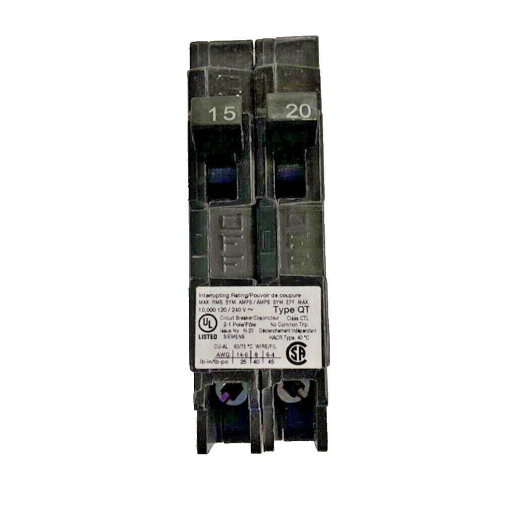 RV Circuit Breaker 15-20 Amp Double Breaker Siemens Q1520
