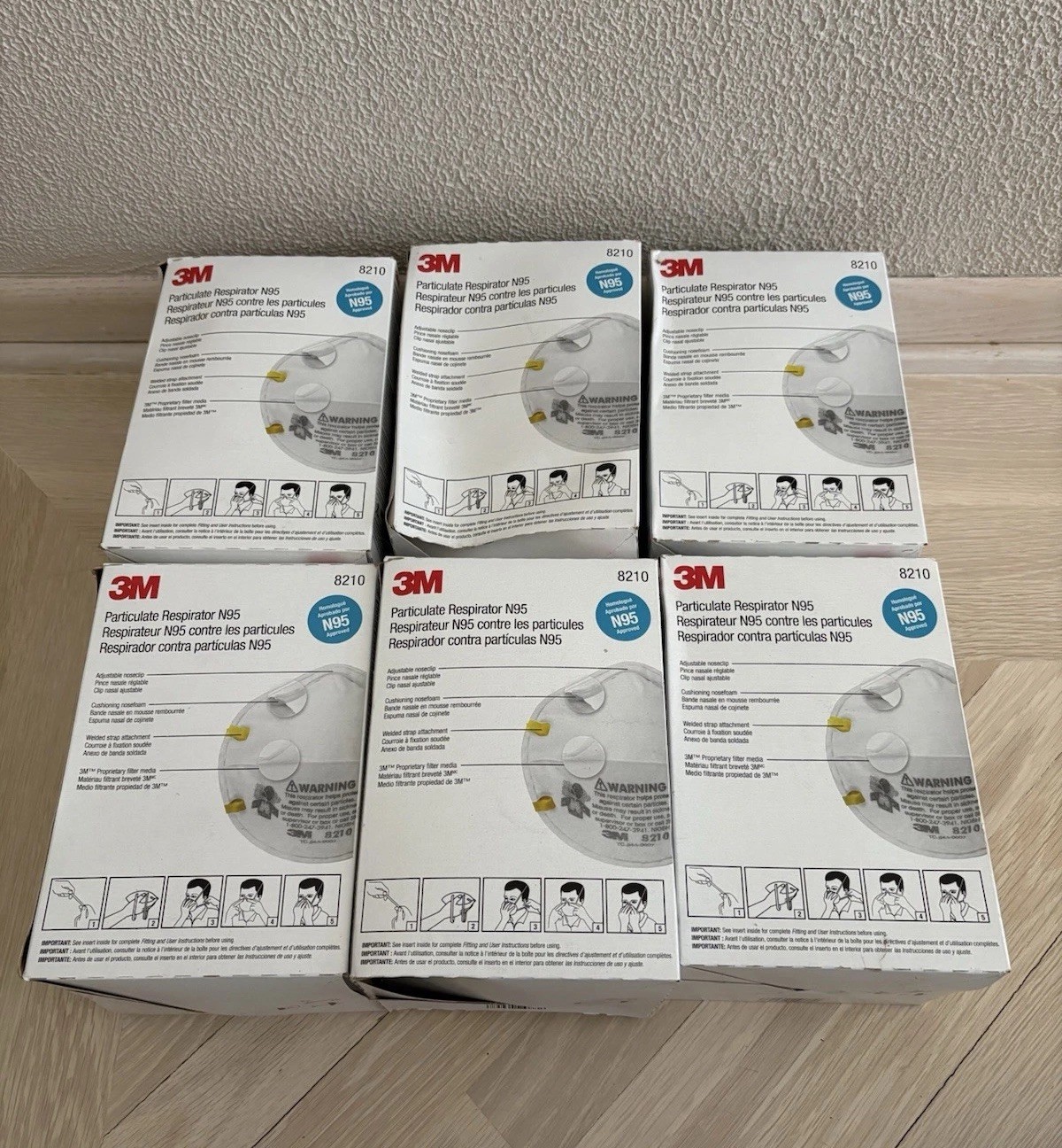 3M 8210 N95 Respirator Face Masks 120 Ct 6 Boxes (20 Each) Exp 02/2025