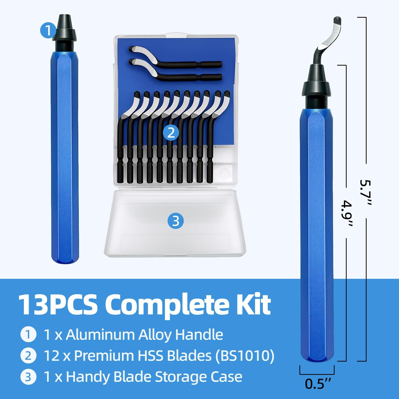 wgsajlo 13-Piece Deburring Tool for 3D Printing, 12 M2 HSS Blades & Aluminum…