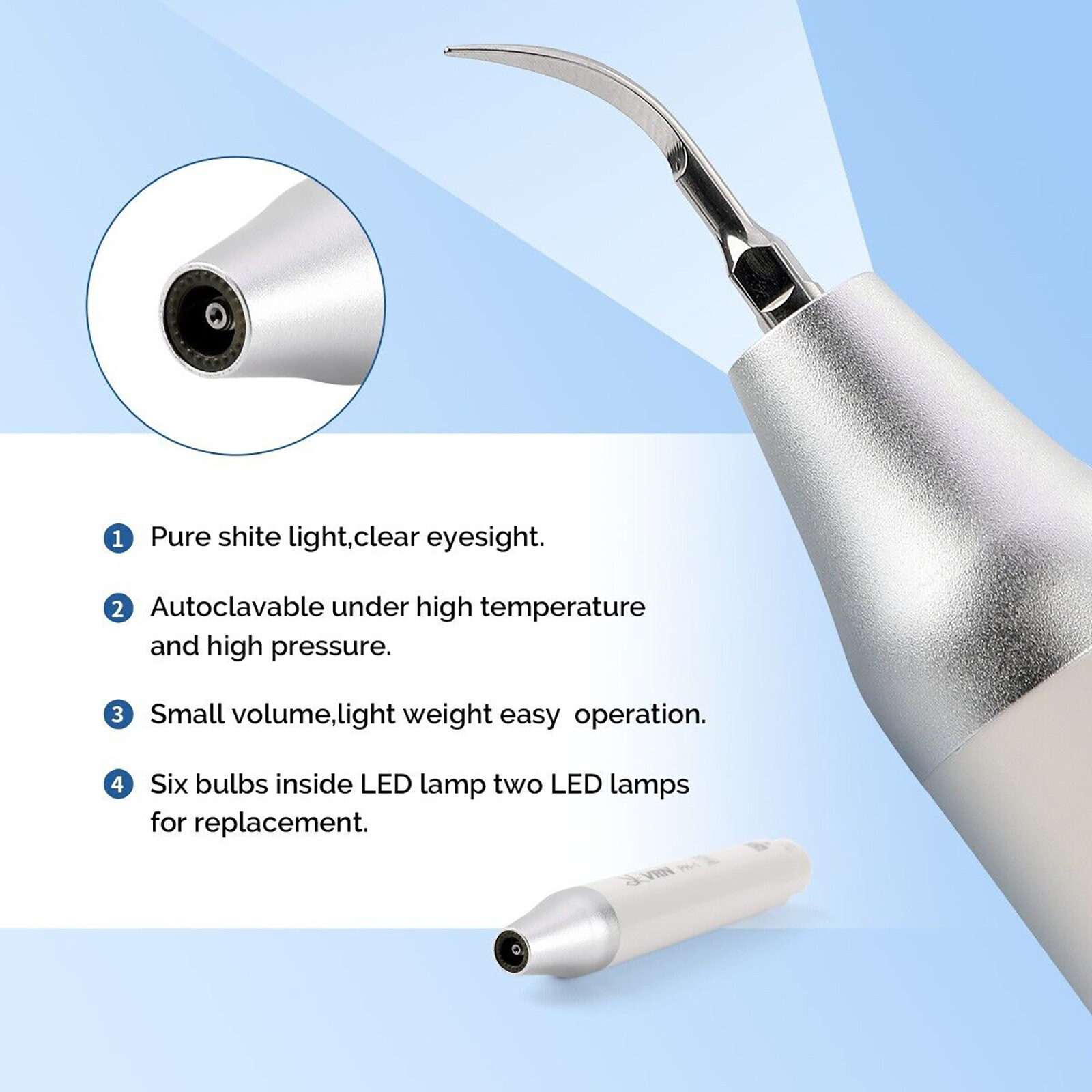 Cavitron Dental Ultrasonic Scaler +LED Light Handpiece +5*Tips fit EMS VRN-08DL