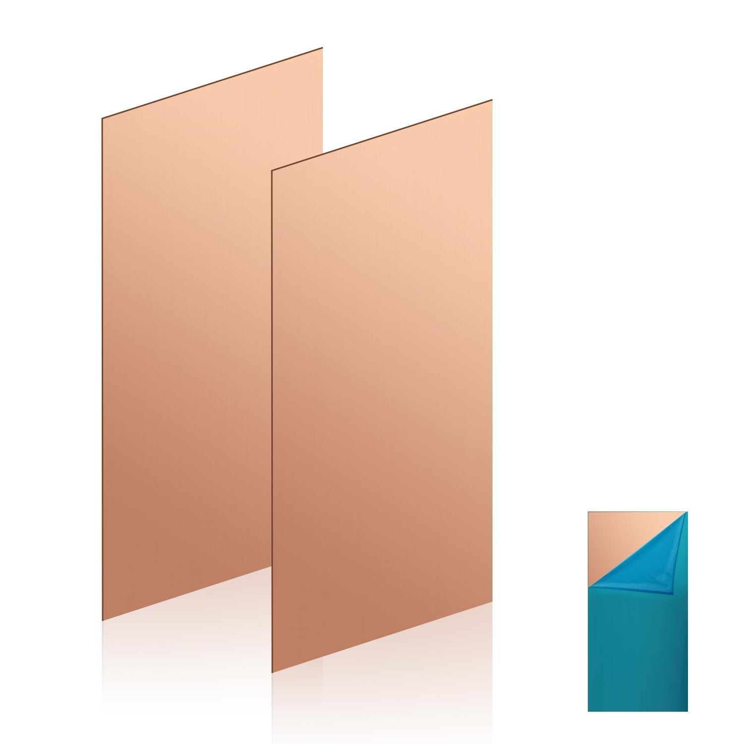 Copper Sheet, 2 Pieces of Copper Plates 8″×2″-18 Gauge(1mm) Thickness, 99%