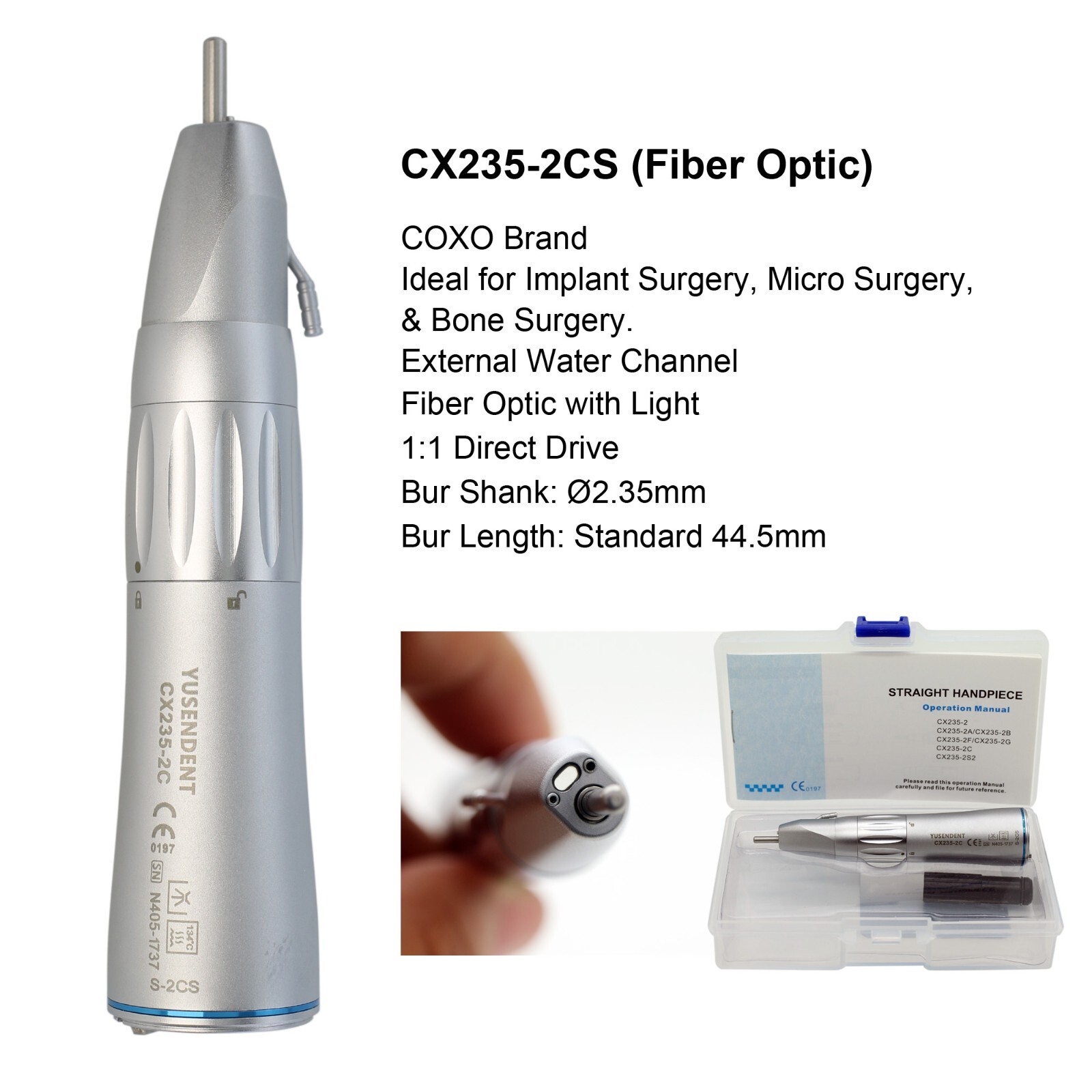 COXO Dental Surgical Handpiece 20:1 Implant Contra Angle LED 1:1 Straight Nose