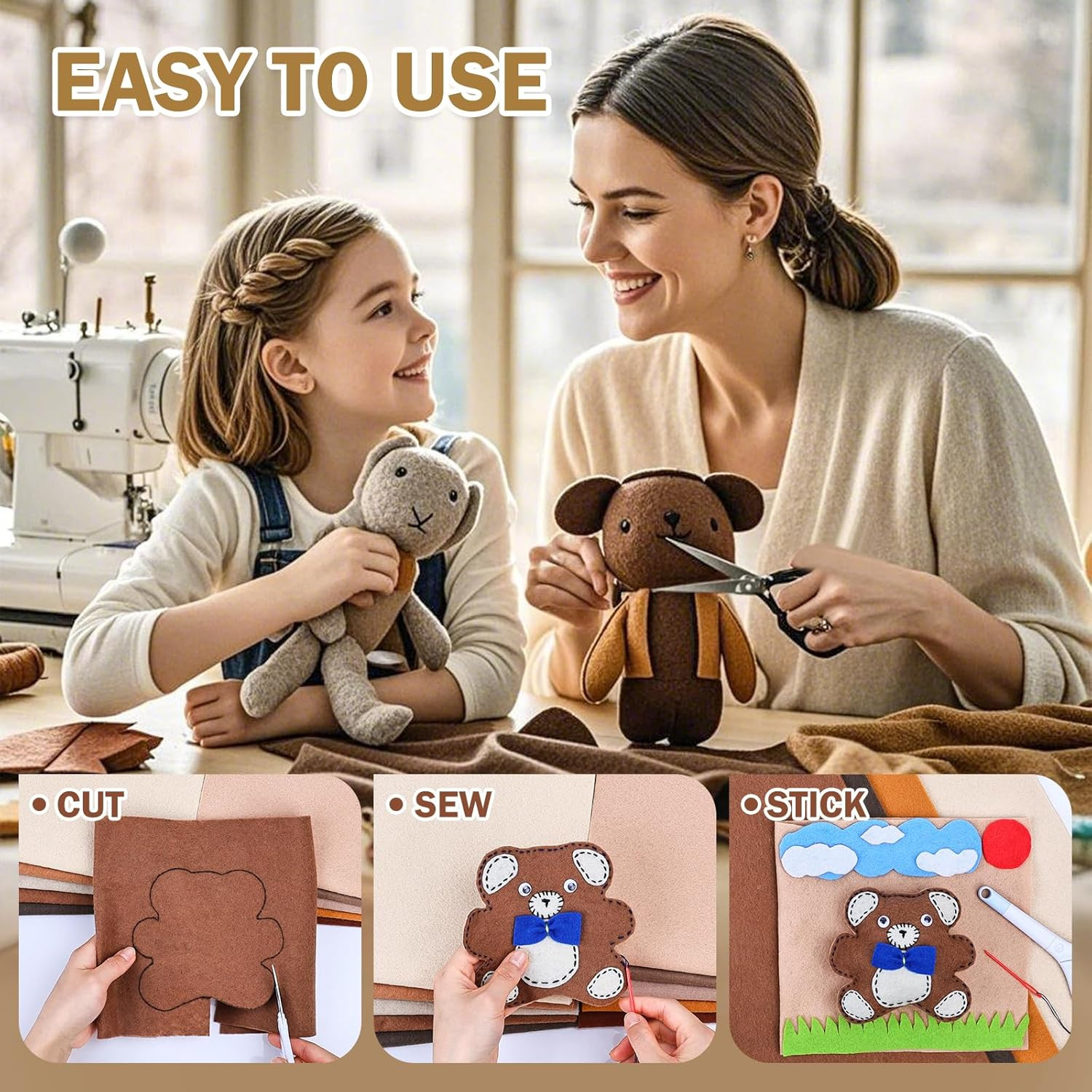 12 Rolls 8″X35″(20.5X90Cm) 1.4Mm Thick Soft Felt Fabric Sheet 12 Assorted Brown