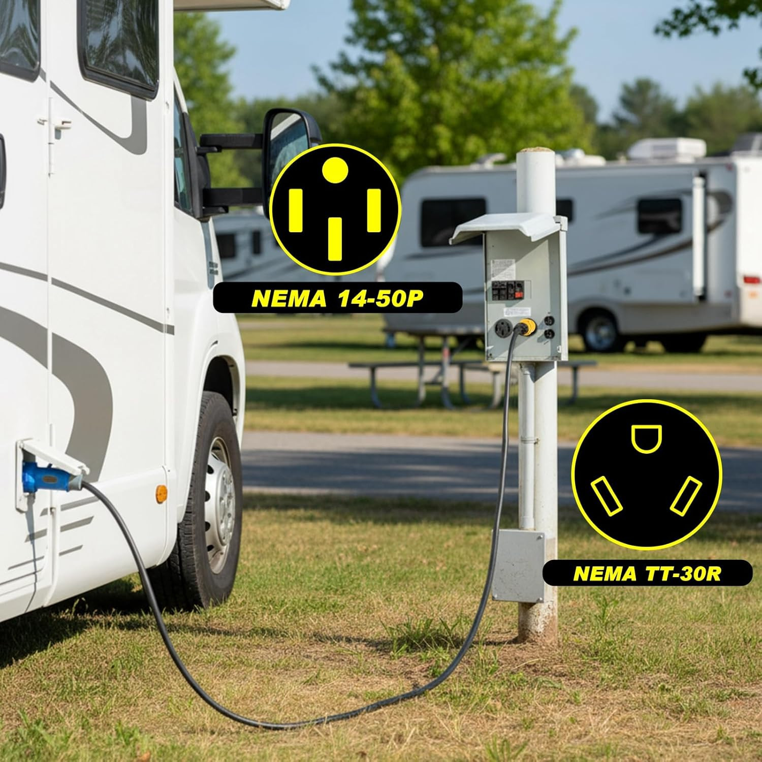 4 Pcs RV Generator Adapter Kit, NEMA 14-50P/5-15P/L14-30P/L5-30P to NEMA TT-30R,