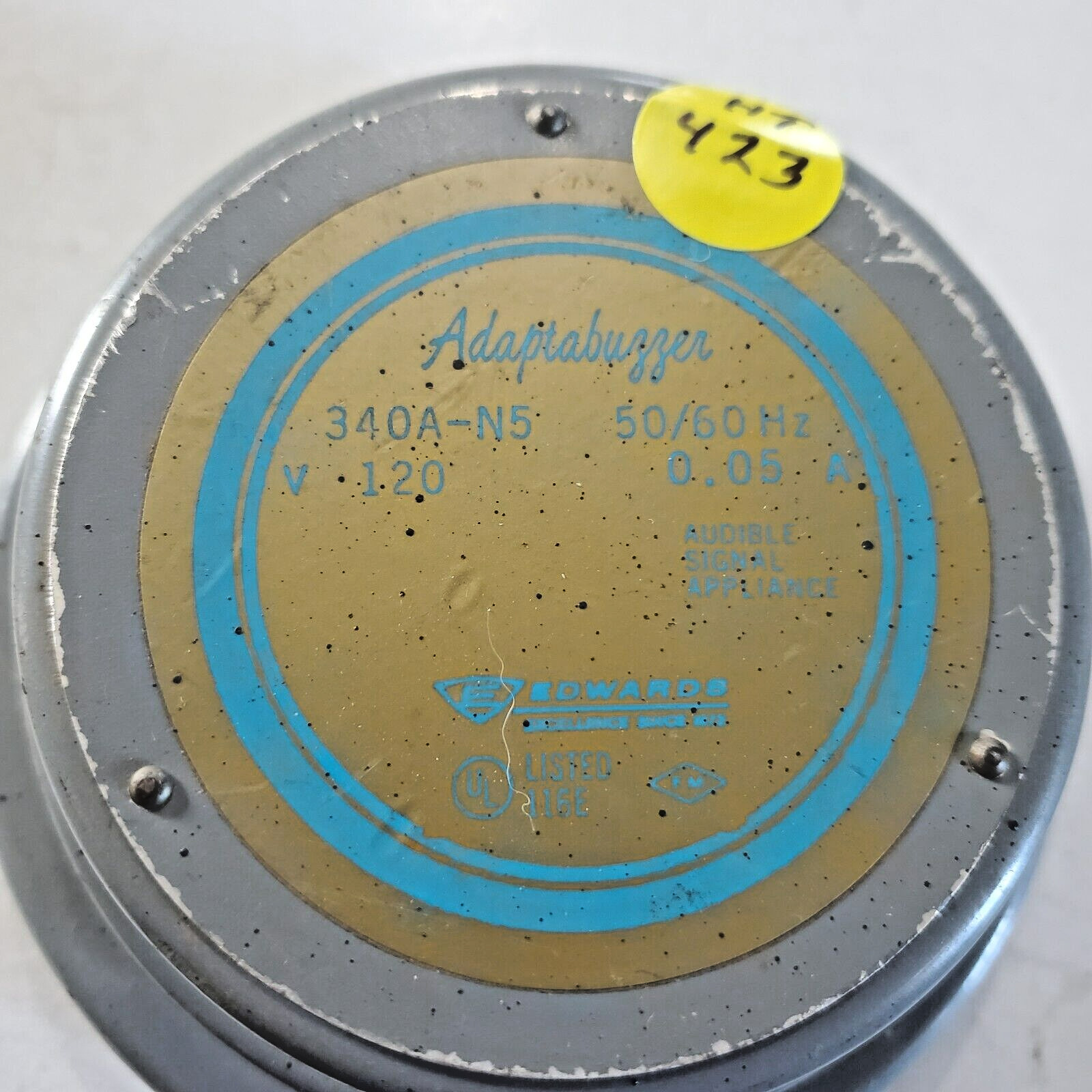 Edwards Adaptabuzzer 340A-N5 120v Audible Signal Device Used. HT#423