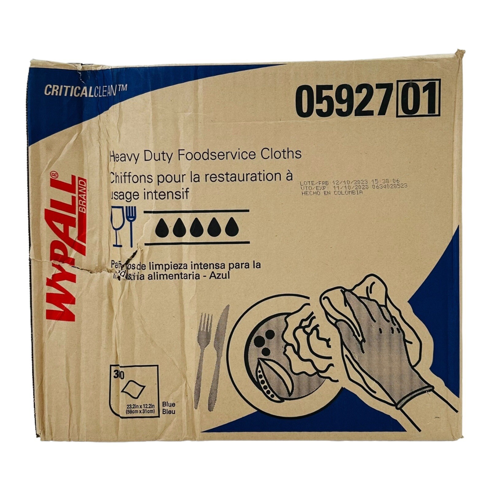 300 Cloths Wypall Heavy Duty Foodservice Cloths 23.2″ x 12.2″ Exp.11/2028