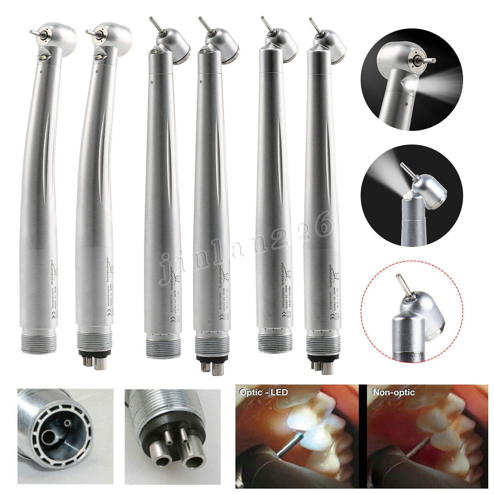 NSK Style Dental LED Light (45 Degree) Fast High Speed Handpiece 2/4 Holes