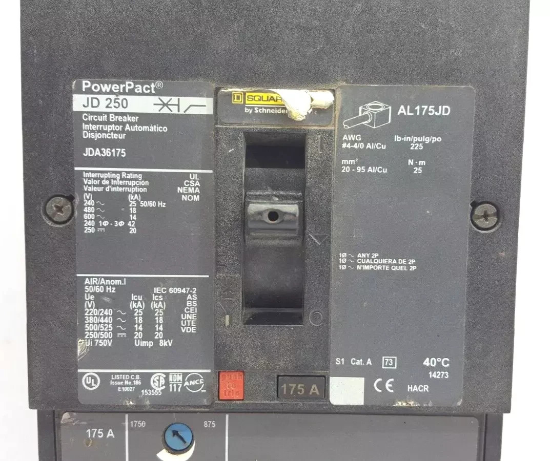 SQUARE D 3 POLE 175 AMPS JDA36175 CIRCUIT BREAEKR JDA