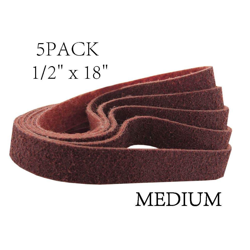 5PACK 1/2″ x 18″ Inch Surface Conditioning Pipe Sanding Belts Red (Medium)