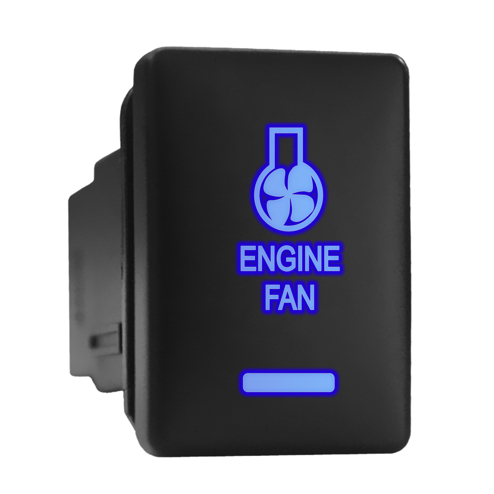 ENGINE FAN Blue LED Backlit Switch Short Push Button 1.28″x 0.87″ (Fit: Toyota)