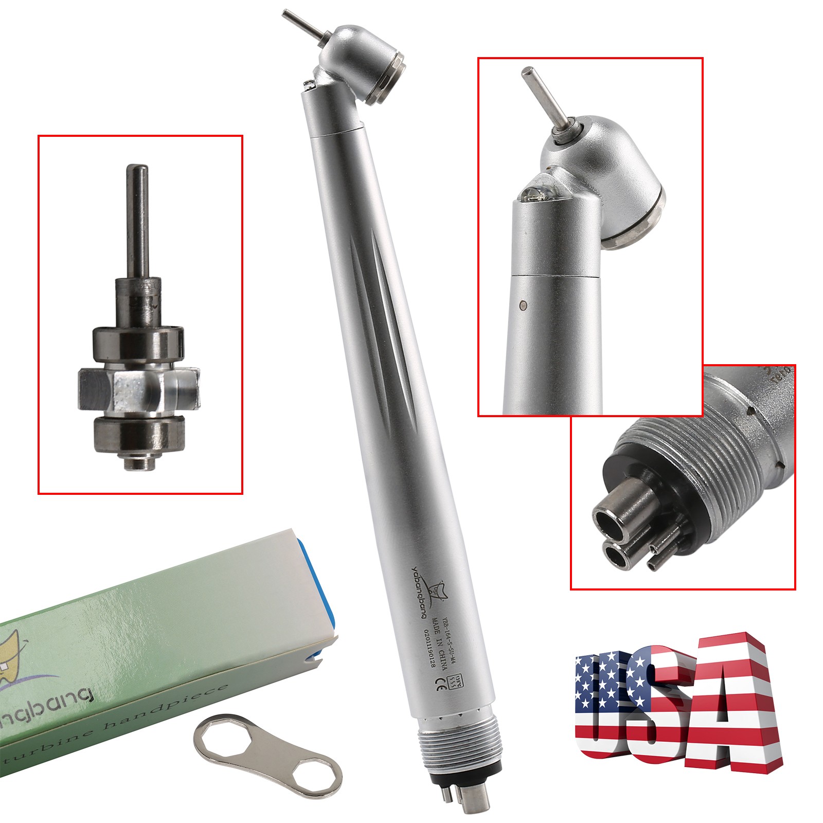 Dental 45 Degree Surgical High Speed Handpiece LED E-generator Push Button 4Hole