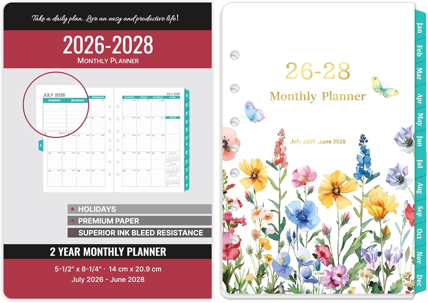 2026-2028 Monthly Planner Refill – 7-Hole Punched, A5 Planner Inserts, from Jul.