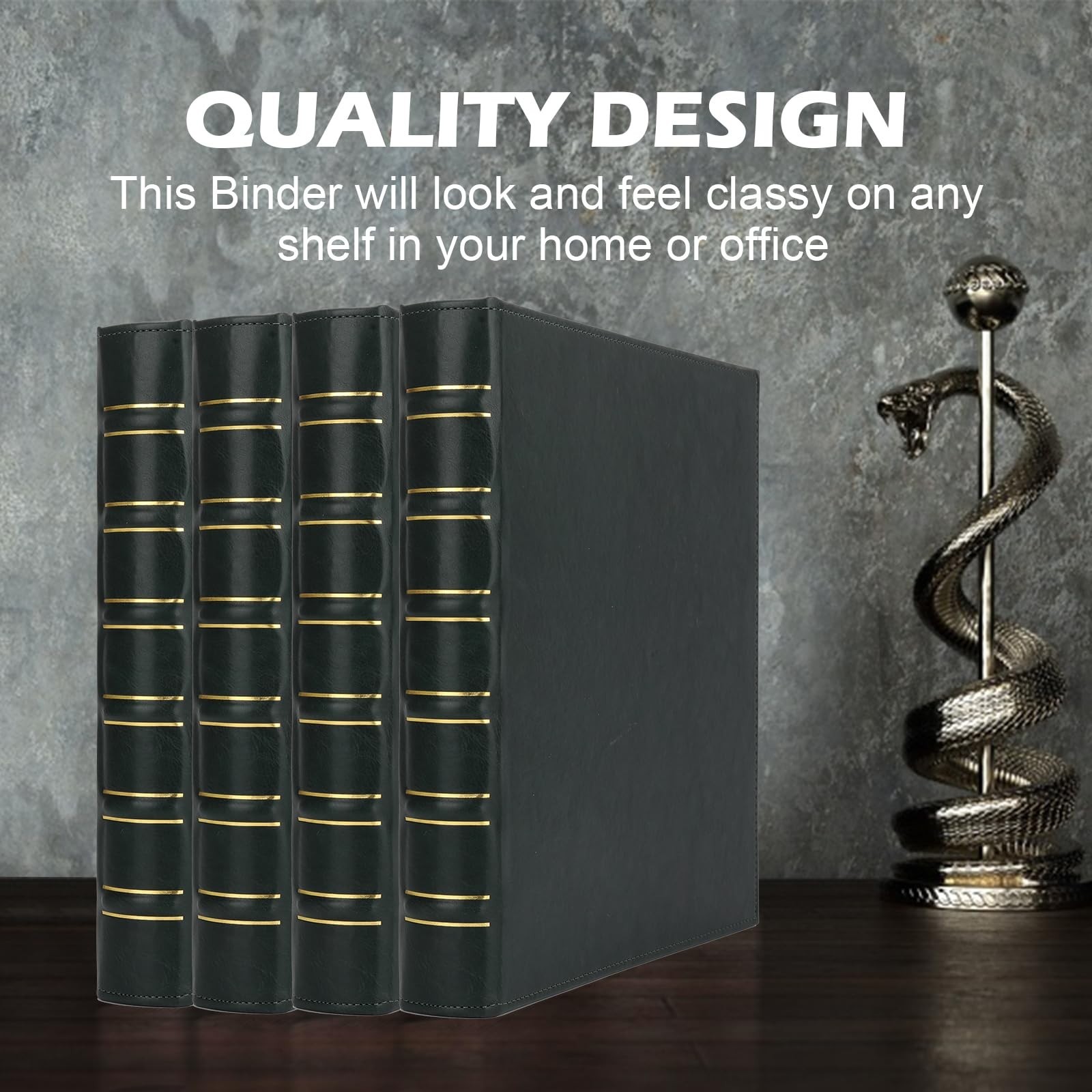 Vintage Leather 3 Ring Binder 1 Inch – Fits 8.5″ x 11″ – Dark Green D Ring Organ