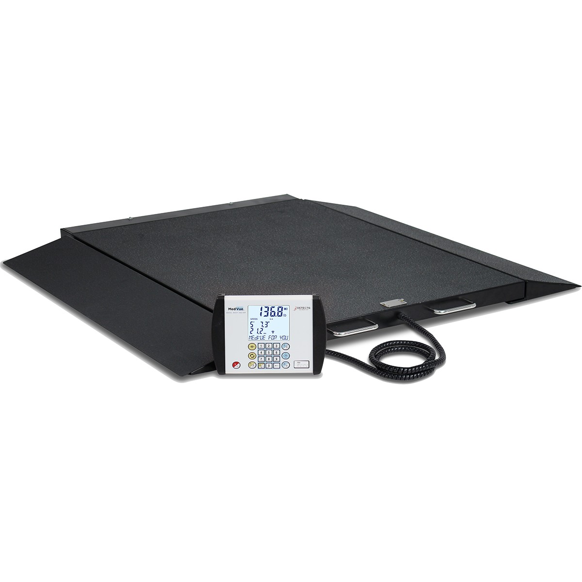 Detecto BRW1000 Portable Wheelchair Scale 1000 lb x 0.2 lb BMI RS232 AC Adapter