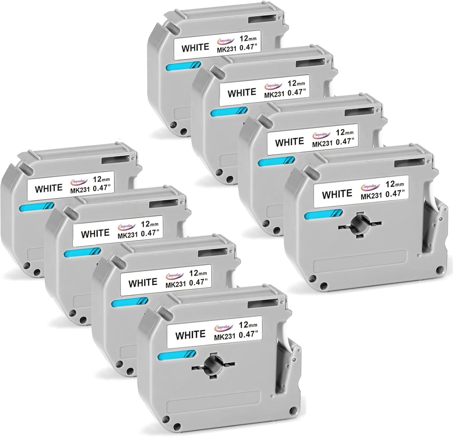 8-Pack M-K231 Label Tape Replacement for Brother P Touch M Tape M-K231s