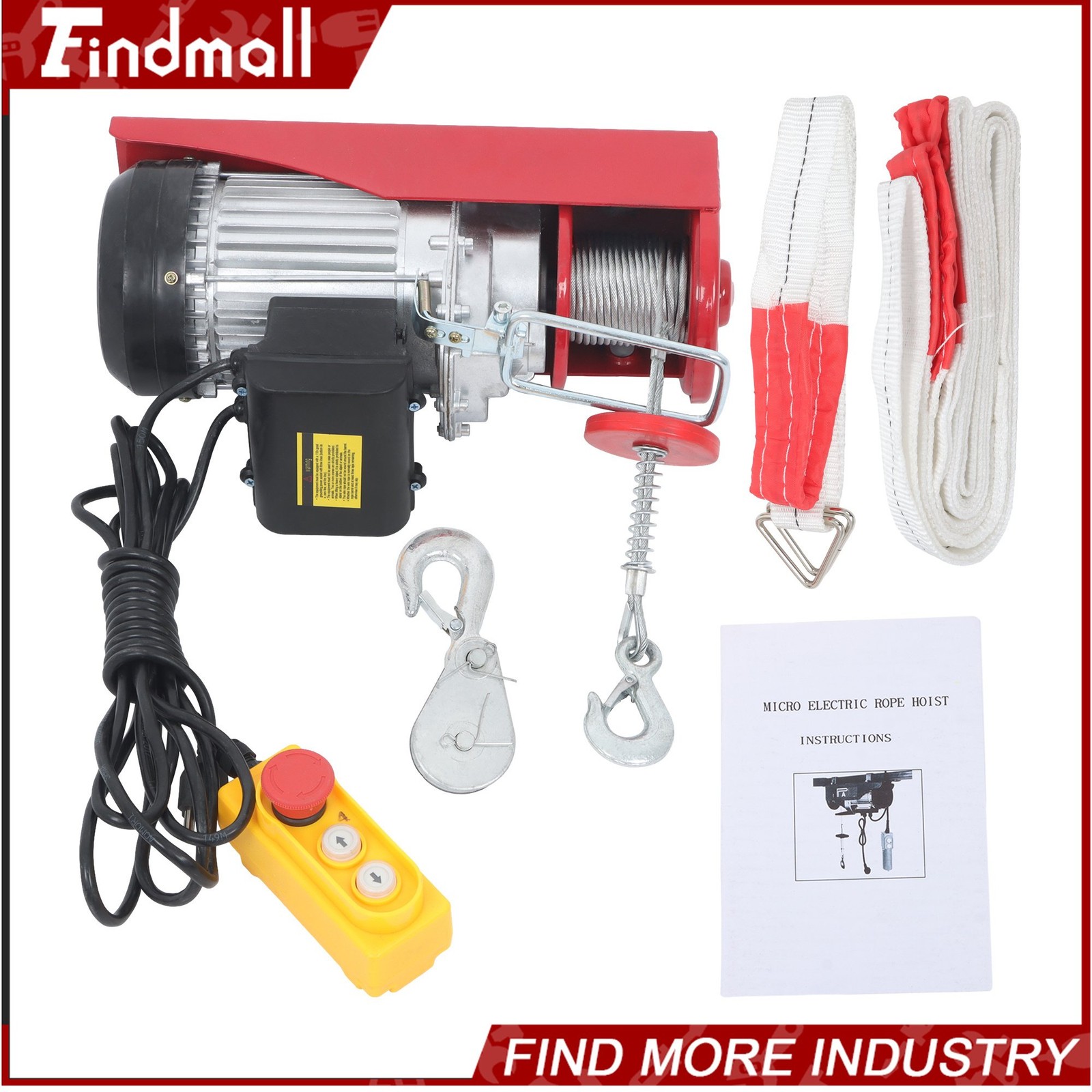 Findmall Mini Electric Hoist PA400 880lbs 14ft/4.2m Wired Remote Control 980W