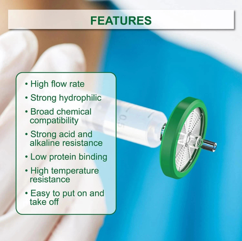 50Pcs Sterile Syringe Filter 33mm 0.22 Micron PES Membrane Hydrophilic, New