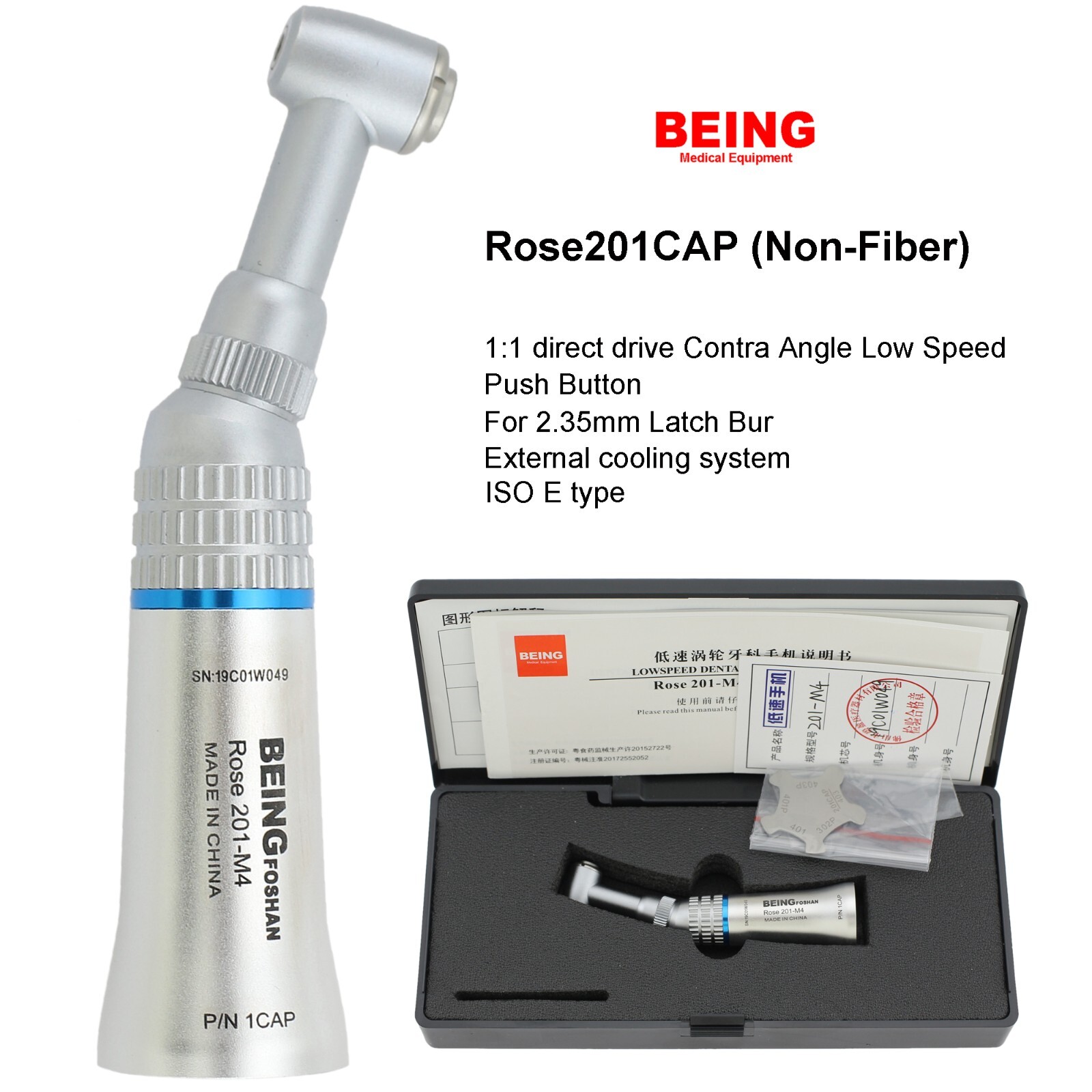 BEING Dental Air Motor 4 Hole Contra Angle Straight Handpiece Low Speed KAVO NSK