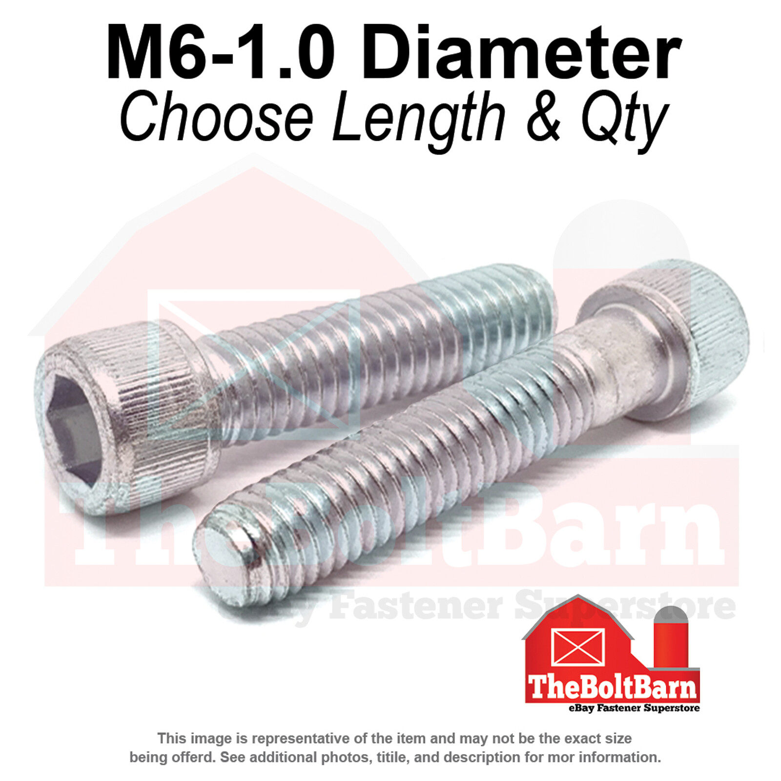 M6-1.0 Class 12.9 Coarse Socket Head Cap Screws Zinc Clear (Choose Length & Qty)
