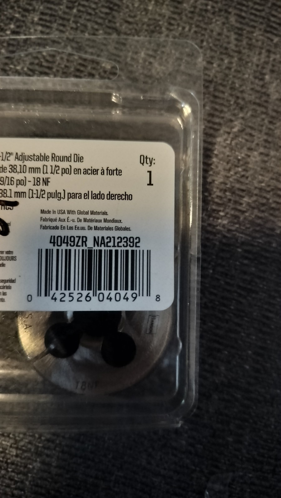 Irwin 9/16″-18 NF HCS Right-Hand 1-1/2″ Adjustable Round Die
