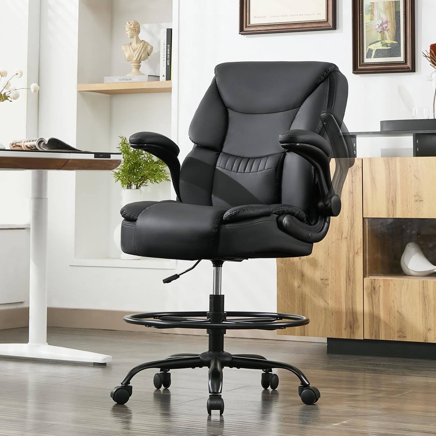 500LBS Drafting Chair High Back Safer Standing Desk Chair Executive Tall Office