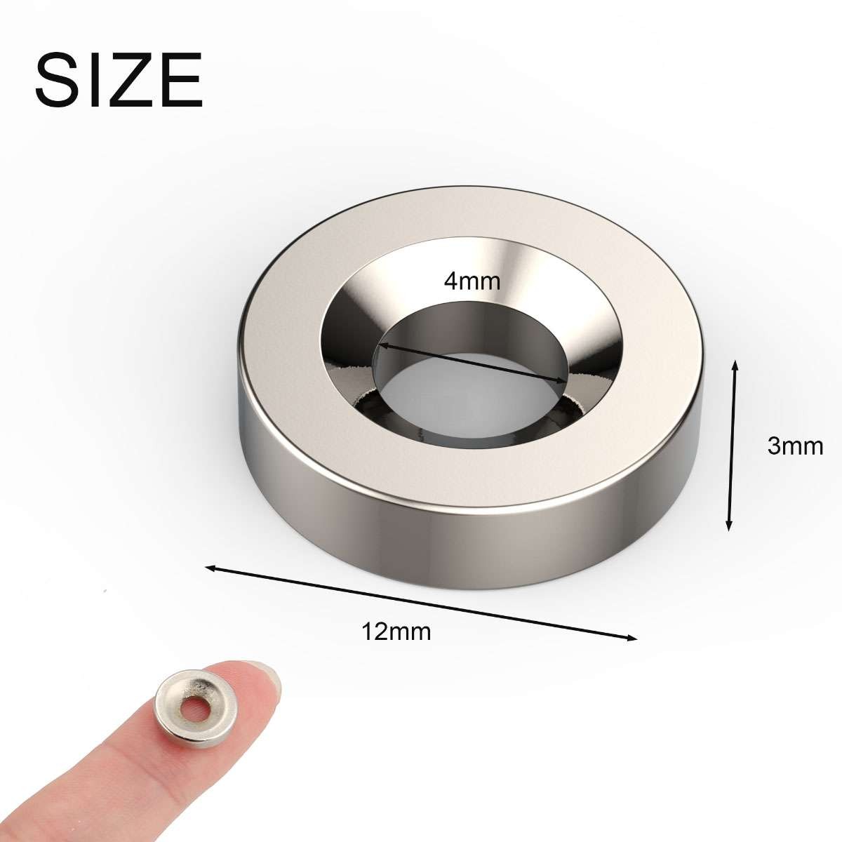 5~100Pcs Strong Countersunk Ring Magnets 12 * 3mm Rare Earth Neodymium 4mm Hole
