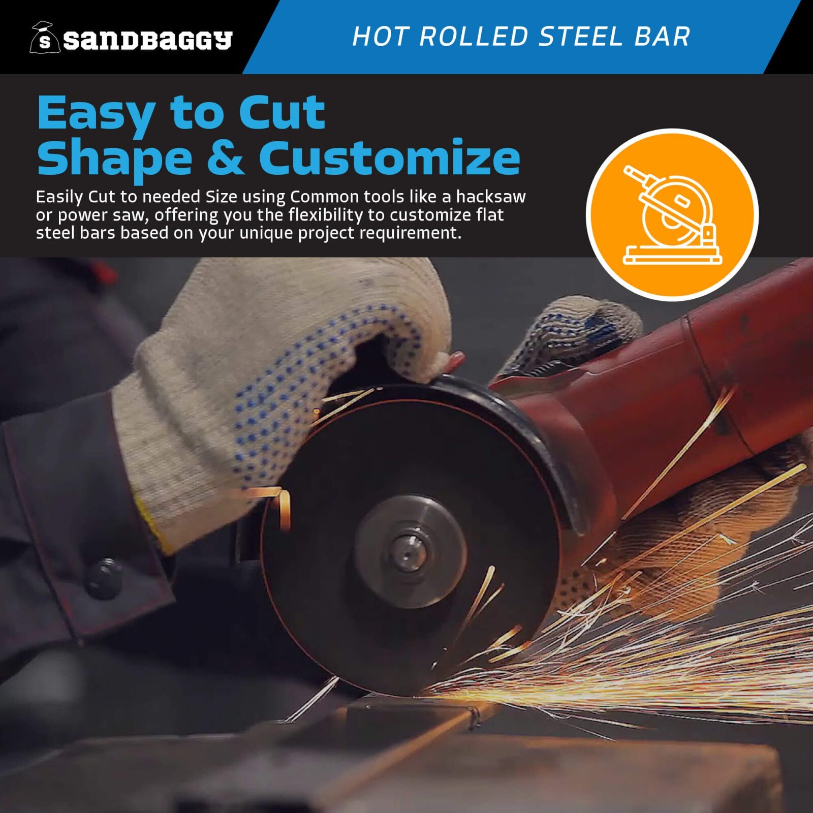 Sandbaggy 1/8″ x 1/2″ x 36″ Hot Rolled Steel Flat Bar – Plain 11 Gauge Steel