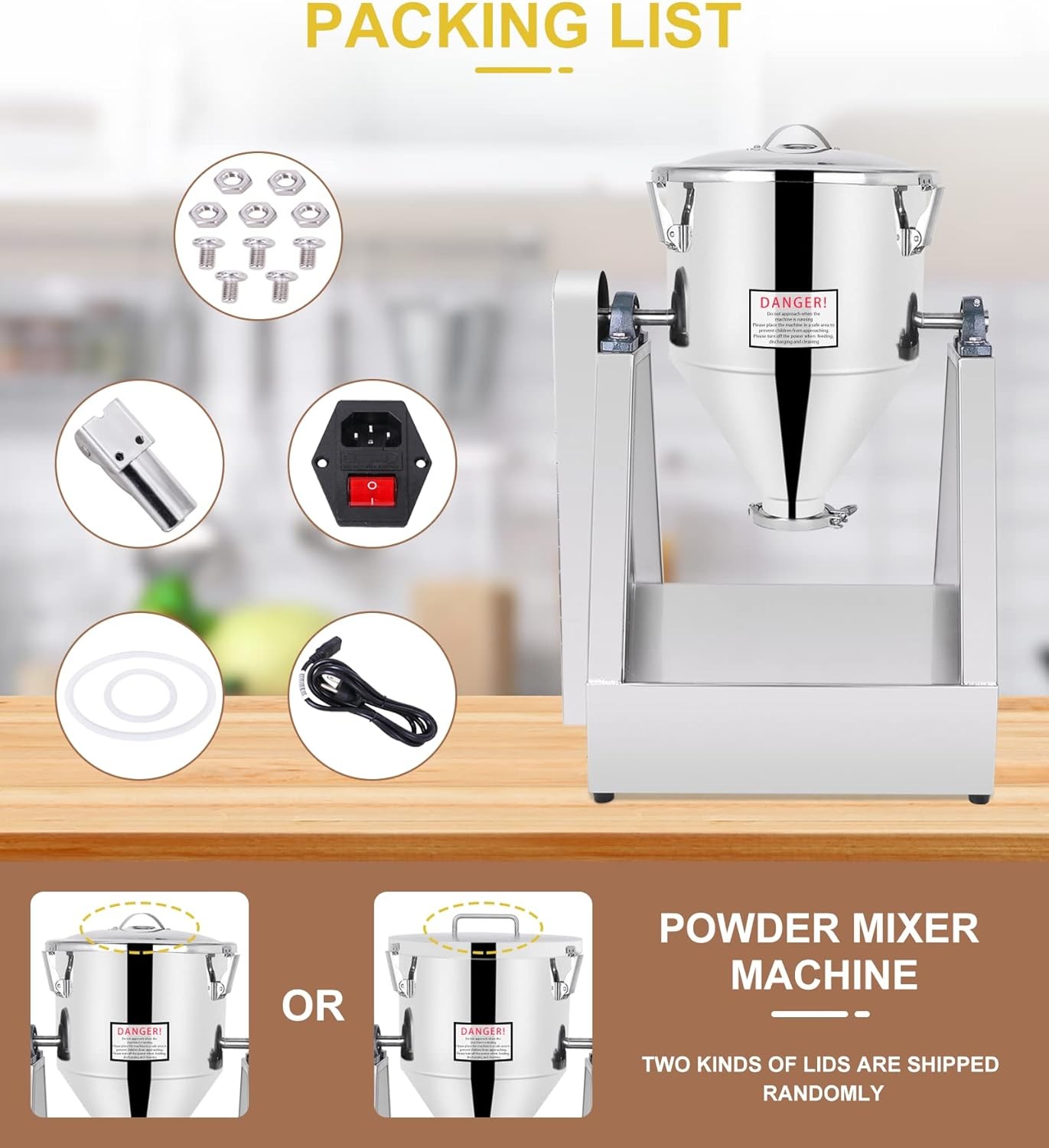 110V 10/20/40L Electric Powder Blender Dry Powder Mixer Automatic Flour Mixer