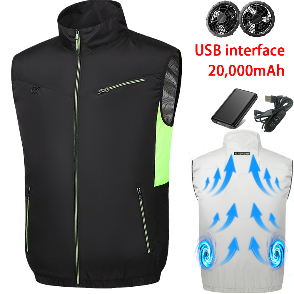 Cooling Vest Jacket w 4 Fans 20000mah Battery Pack Air Conditioner Vests Jacket