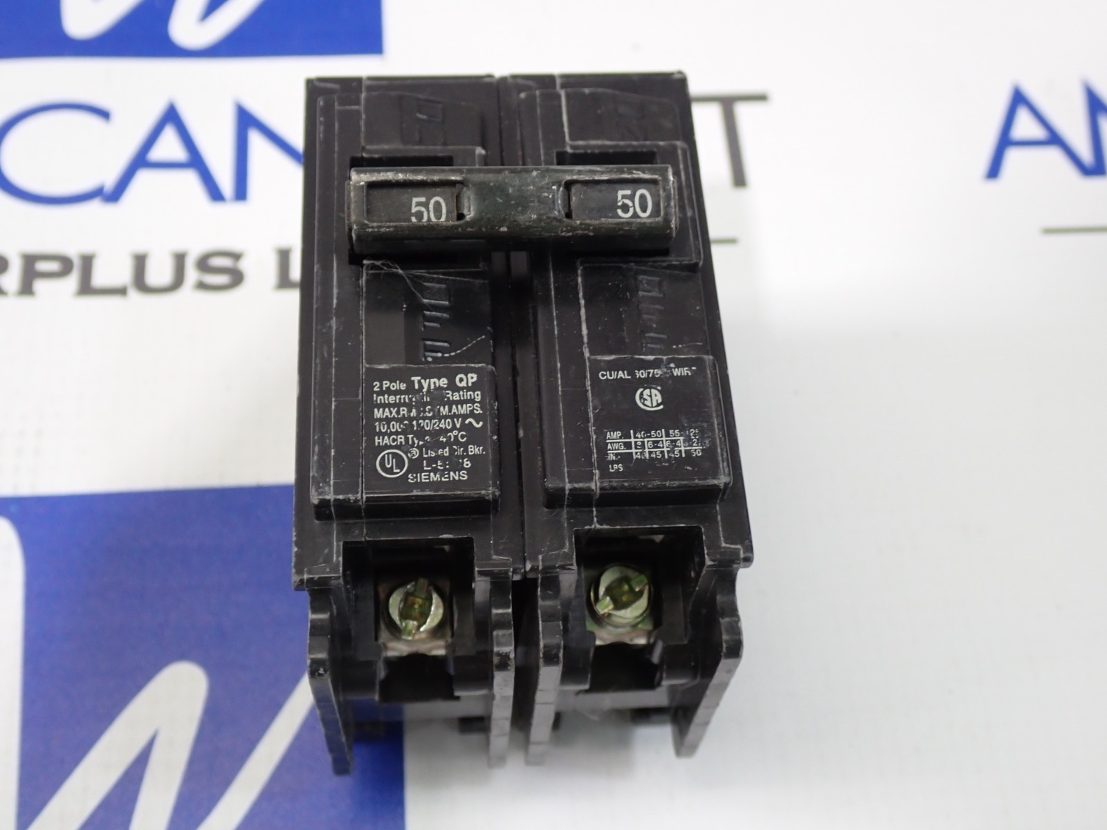 Siemens Q250 2 Pole 50 Amp 120/240 Volt Plug On Circuit Breaker Tested